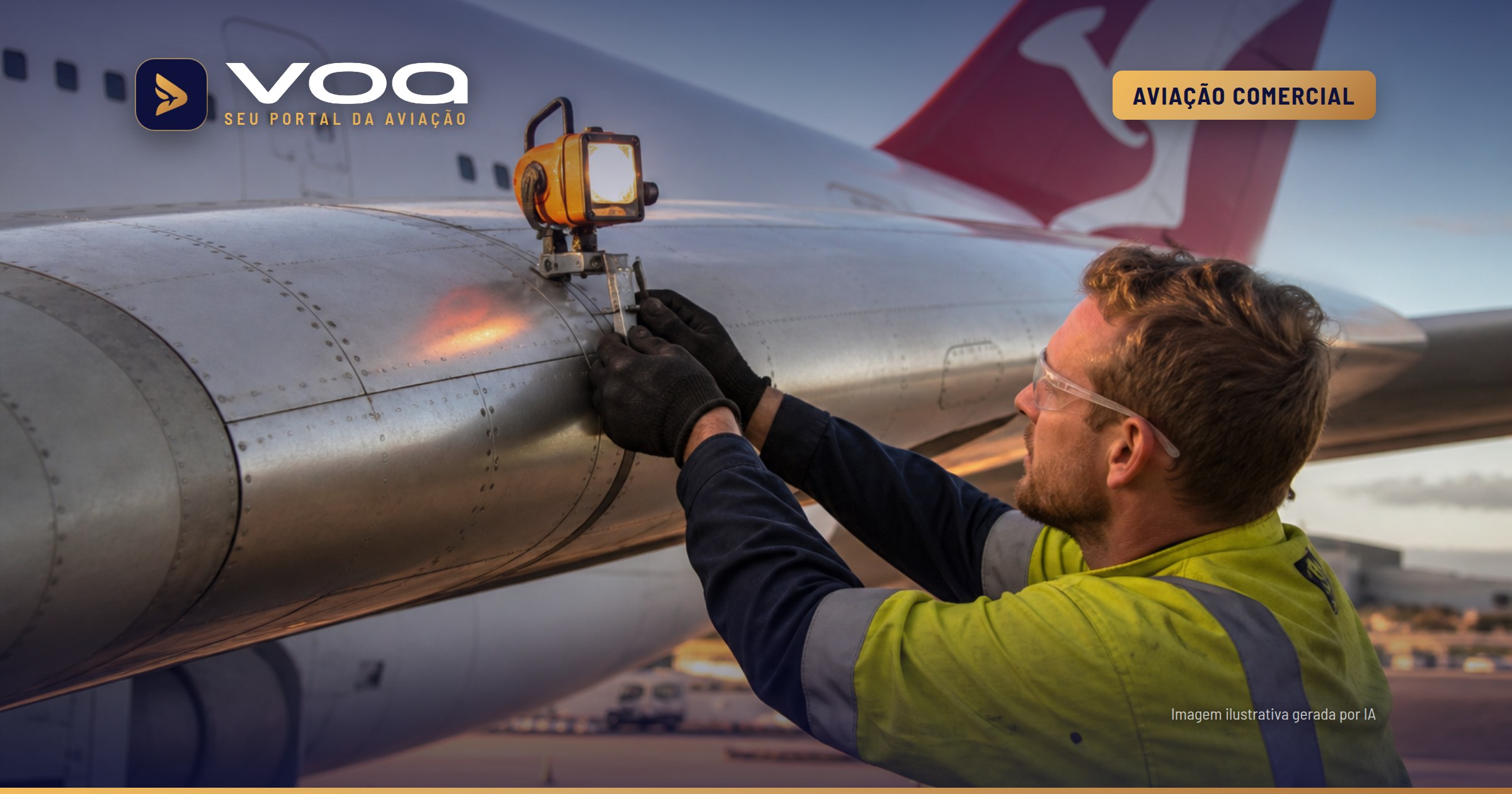 Qantas revisa controle de ferramentas após refletor esquecido em asa de A380