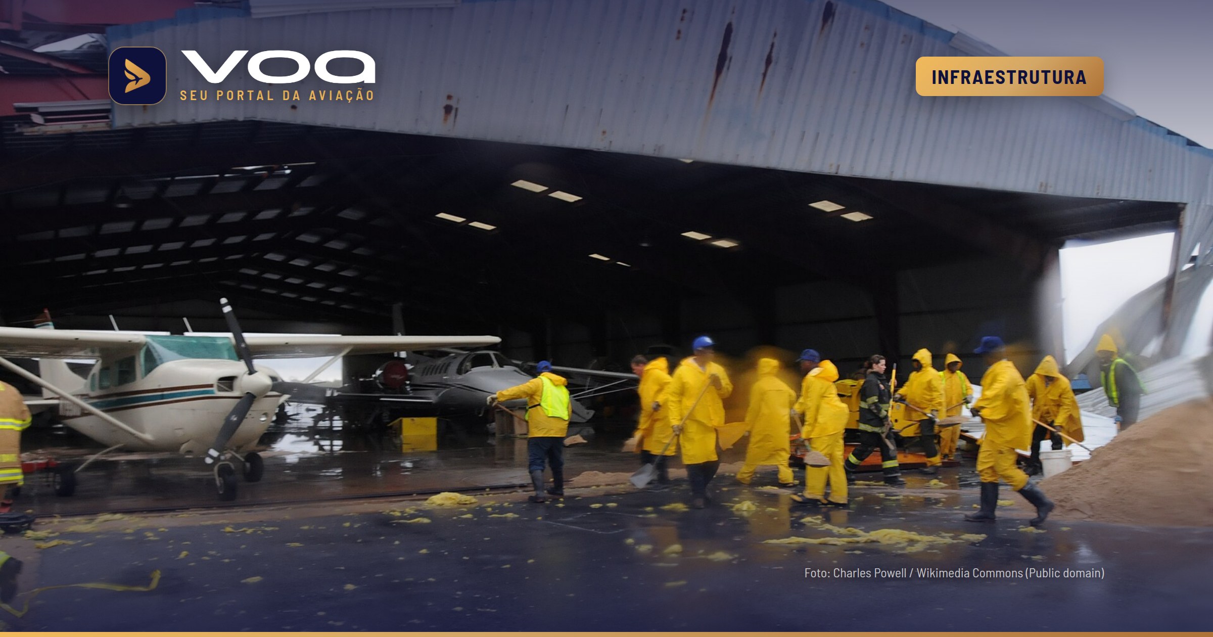 Vendaval danifica hangares e aeronaves no Aeroporto de Toledo